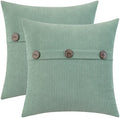 HWY 50 Sage Green Chenille Throw Pillow Covers 20x20 Inch Buttons Pack of 2 by HWY50
