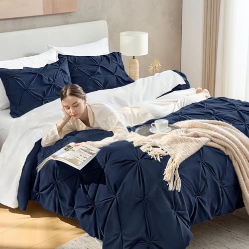 Andency Twin Pinch Pleat Navy Comforter Set 2 Piece Bedding - Image 3