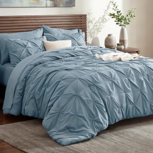 Bedsure 7-Piece Oversized King Comforter Set & Sheets, Dusty Blue Bedding by BEDSURE