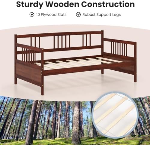 GIANTEX Twin Daybed Frame, Wooden Sofa Bed Guest Bed - Image 5