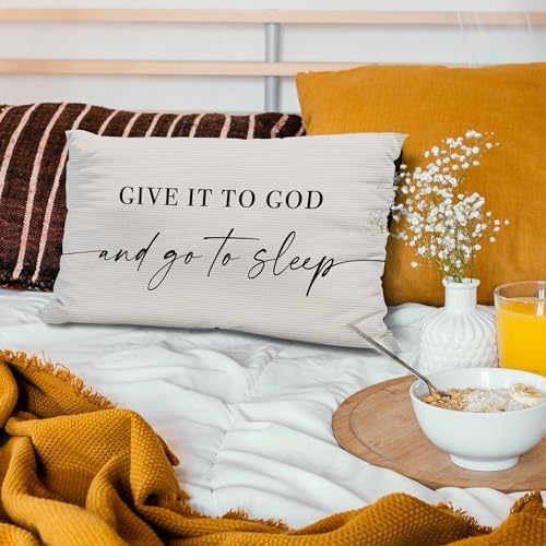 Knibeo Give It to God and Go to Sleep, Decorative Corduroy Pillows Cover - Image 4