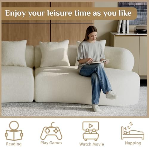 113" Curved Chenille Sectional, 4 Seater Cloud Couch - Image 7