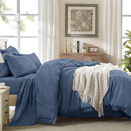 Andency California King Comforter Set, 7 Pieces Bluish Grey Bedding - Image 4