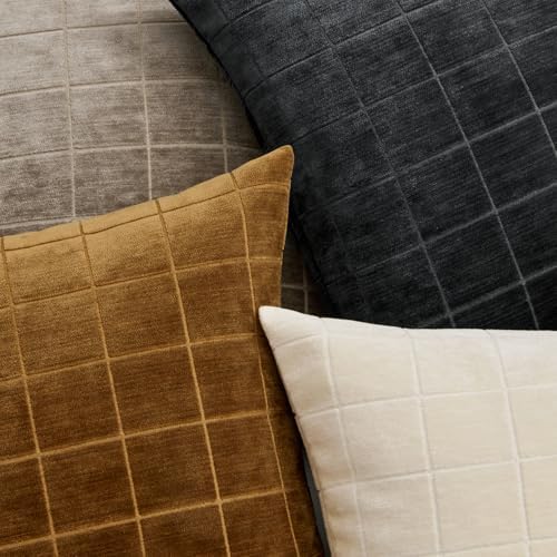 MIULEE Black Plaid Decorative Throw Pillow Covers 20x20 Set of 2 - Image 2