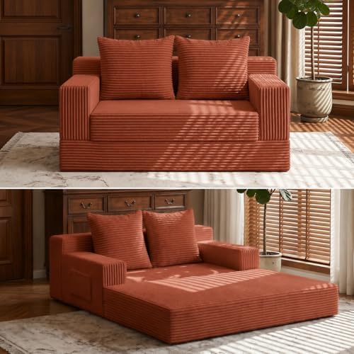 Boneless Loveseat Couch Folding Sofa Bed, Foldable Floor Futon Sleeper Couch Bed by Winzoo
