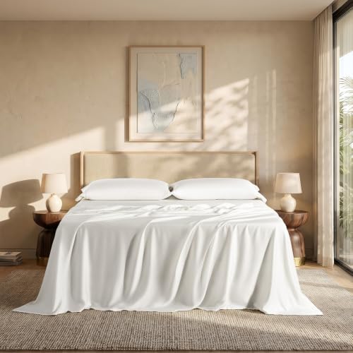 EverGrace 100% Rayon from Bamboo Sheet Set, Queen Size, Bright White - Image 2