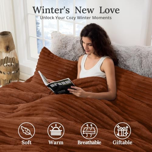 Sasttie Twin/Twin XL Comforter Set, Burnt Orange - Image 3