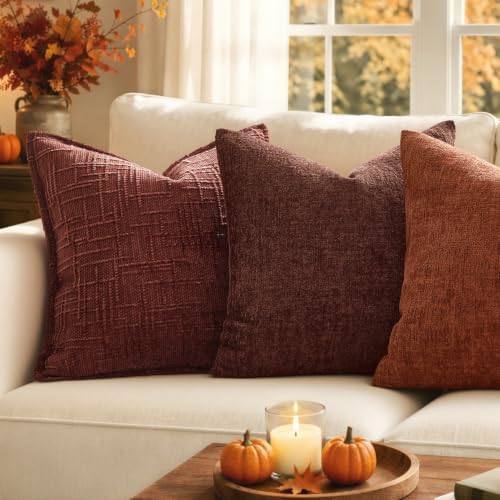 MIULEE Textured Decorative Fall Throw Pillow Covers Terracotta 18x18 - Image 2