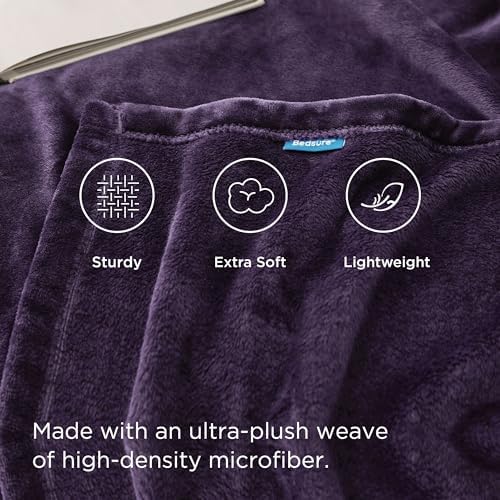 Bedsure GentleSoft Fleece Blankets Queen Size Purple - Image 3