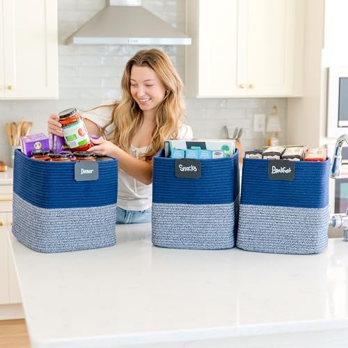 NaturalCozy 13x15x13 Kallax Storage Cubes Bins, 3 Pack | Cotton Rope Cube - Image 4