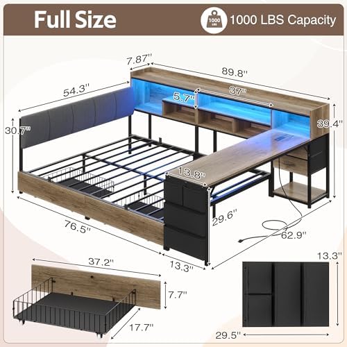Dnxao Space-Saving Corner Bed Frame Full - Image 2