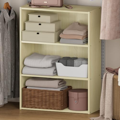 Furinno PASIR 3-Tier Closet Organizer, Open Shelf, Steam Beech - Image 3