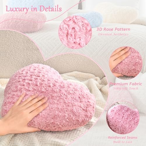 Pink Throw Pillows, Cute Heart Pillow, Decorative Pillows - Image 4