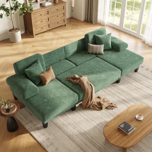 112'' U Shaped Sectional Couch, Sleeper Sofa by Asahree