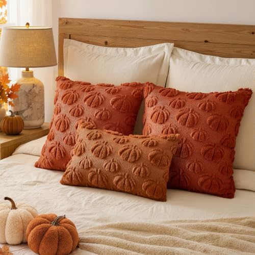 MIULEE Fall Decor Pillow Covers 18x18 Set of 2 Pumpkin Caramel - Image 4