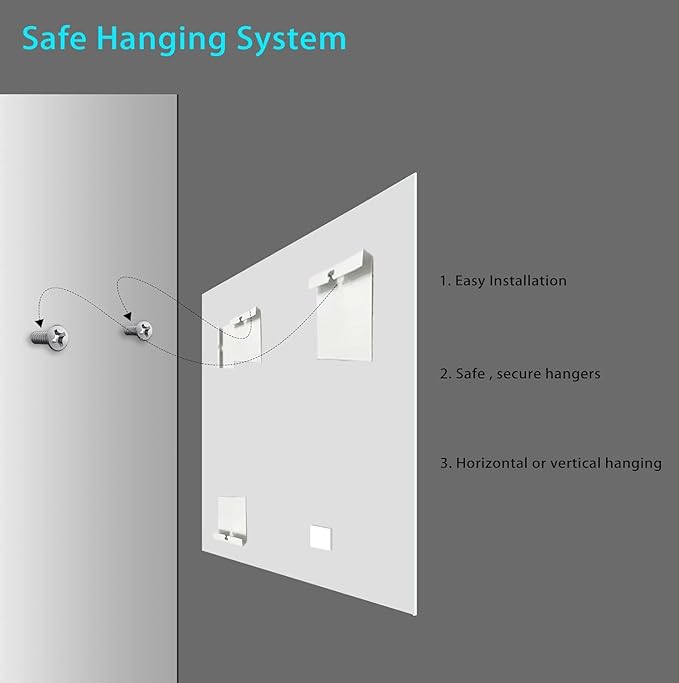Frameless Beveled Edge Bathroom Mirror 55x30 Inch Rectangle Wall Mirror Explosion Proof and Shatterproof Bathroom Vanity Mirror Wall Mounted Hang Firmly (Horizontal or Vertical)