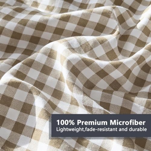 NSNLGSGC Tan Gingham King Comforter Set, 3 Pieces - Image 5