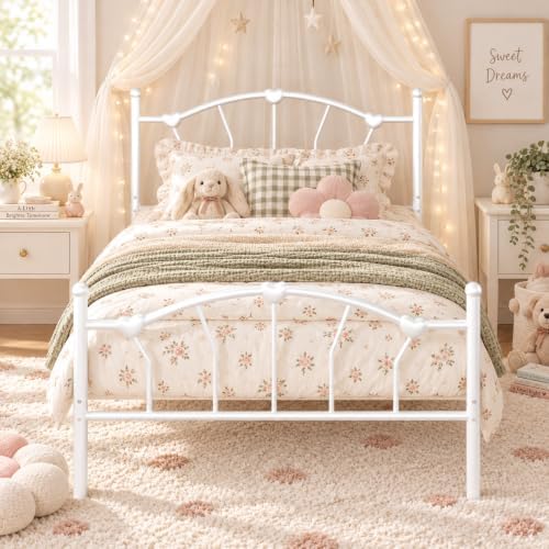 IMMERSTABLE Twin Metal Bed Frame, Heart-Shaped Platform Bed by IMMERSTABLE