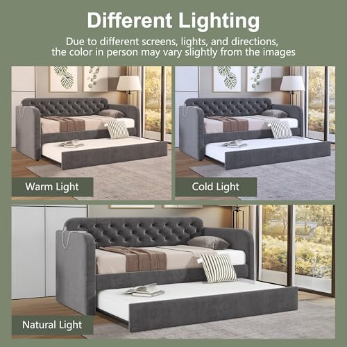Twin Size Daybed with Trundle Bed, Upholstered Daybed - Image 7