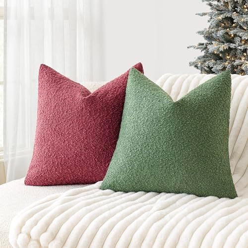 Foindtower Decorative Textured Boucle Throw Pillow Cover 24x24 Hunter Green - Image 5