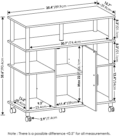 Furinno Helena 4-Tier Multifunction Rolling Open Shelves Storage Cart Organizer - Image 2
