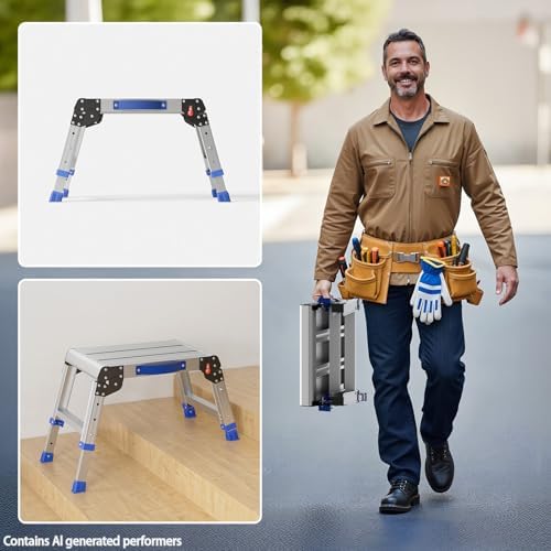 Loyoda Folding Step Stool for Adults, Portable Aluminum Work Platform 440lb - Image 5