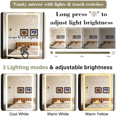 Small Vanity Desk with Mirror and Led Light, 31.5" Compact Makeup Vanity with - Image 4