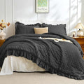 JOLLYVOGUE Black King Comforter Set, 3 Pieces Seersucker Comforters King Size by JOLLYVOGUE