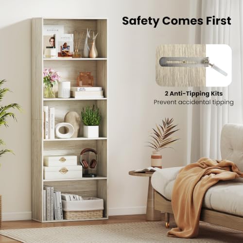 GIANTEX 5-Tier Bookshelf, Freestanding Bookcase, 5 Open Shelf - Image 6