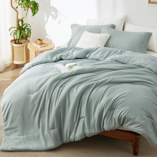 Bedsure Mint Green King Size Comforter Set, Cationic Dyed Bed Set 3 Pcs by BEDSURE