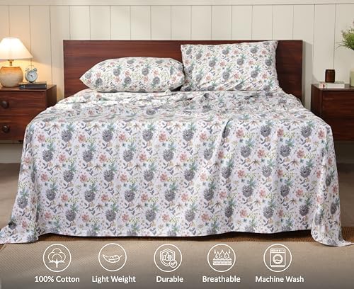 RUVANTI 100% Cotton Twin Sheets, Percale Twin Sheet Set, Dandelion Field - Image 3