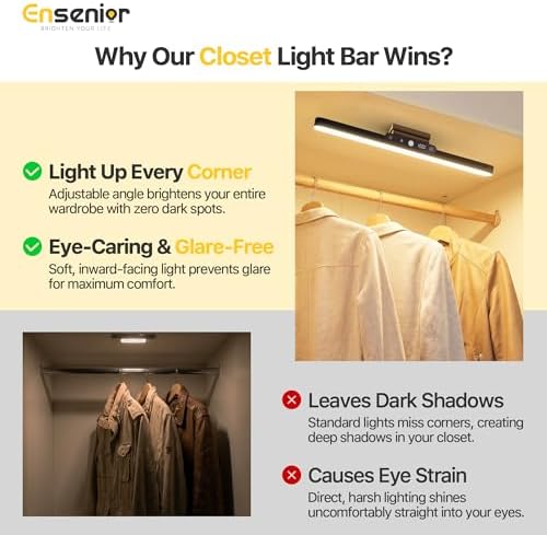 Ensenior 4W Motion Sensor Rechargeable Light Bar, Closet Lights - Image 3