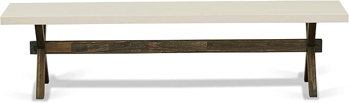 East West Furniture X727MZ748-6 6 Piece Dining Table Set Contains a Rectangle Kitchen Table with X-Legs and 4 Coffee Linen Fabric Upholstered Chairs with a Bench, 40x72 Inch, Multi-Color