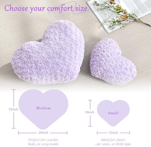 Purple Throw Pillows, Cute Heart Pillow, Decorative Pillows - Image 3