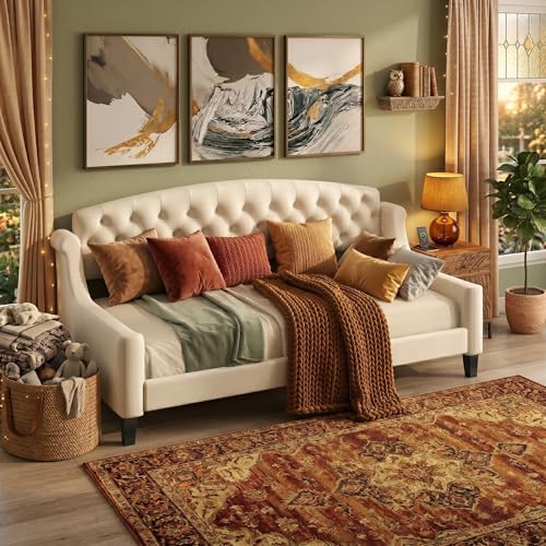 Twin Daybed, Twin Size Luxury Tufted Button Daybed, Upholstered Twin Daybed - Image 3
