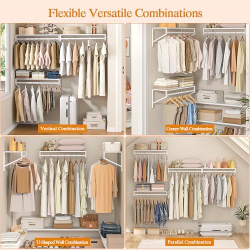 ThreeHio 4 Pack Closet Shelves Wall Mounted, 2.7 ft x 11.8in Wire Closet Shelf - Image 4