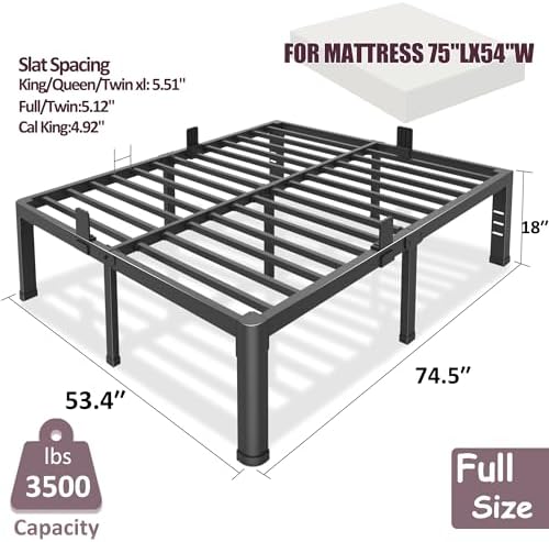 Bilily 18 Inch Full Size Bed Frame Metal Platform - Image 3