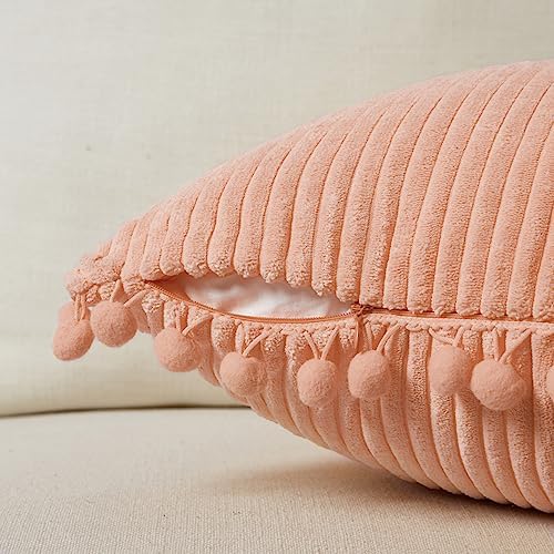 Fancy Homi Pack of 2 Peach Decorative Throw Pillow Covers 18x18 Inch - Image 4