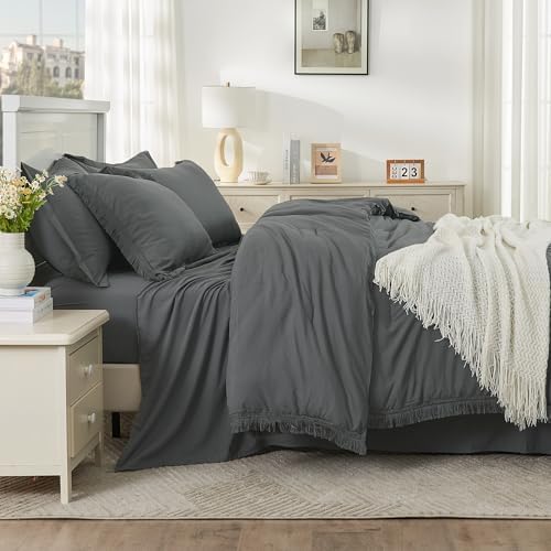 Andency King Comforter Set, 7 Pieces Dark Grey Bedding - Image 3