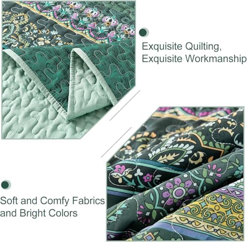 WONGS BEDDING Boho Full Quilt Bedding Set, 3 Pieces Soft Bedspread - Image 5