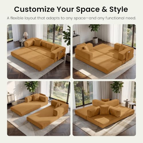 78.8" Convertible Futon Sofa Bed, Boneless Couch - Image 3