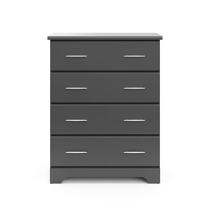 Storkcraft Brookside 4 Drawer Dresser (Gray) – GREENGUARD Gold Certified, Dresser For Nursery
