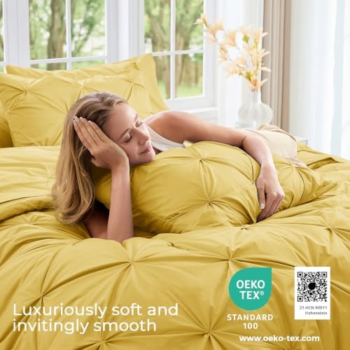 Sasttie Queen Comforter Set, 7-Piece Bed in a Bag, Pintuck Bedding Sets - Image 3