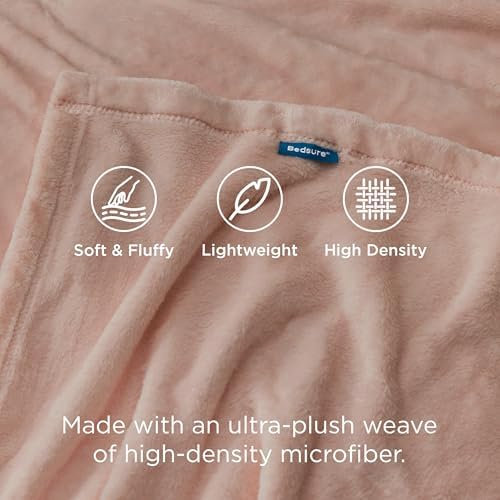 Bedsure GentleSoft Fleece Blankets King Size Dusty Pink - Image 3