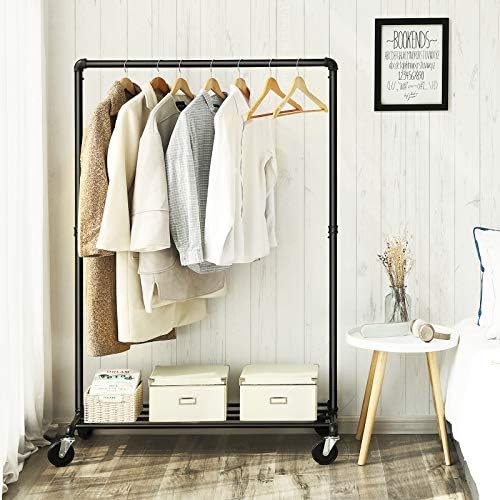 SONGMICS Heavy-Duty Clothes Rack, Single-Rod, Metal Frame on Wheels - Image 4