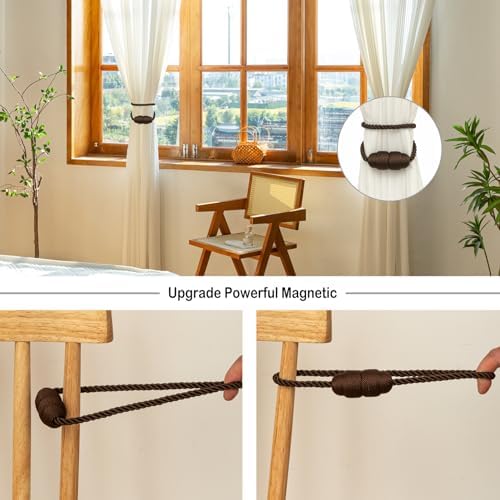 Magnetic Curtain Tiebacks Rope Tie Backs 4 Pack Decorative Window Holdbacks - Image 4