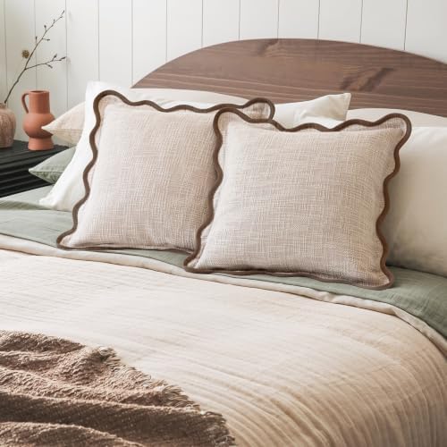 Foindtower Pack of 2 Decorative Scalloped Textured Throw Pillow Covers Accent - Image 7