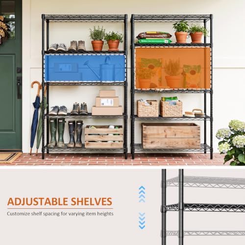 5-Tier Garage Shelving Unit, Heavy Duty Metal Wire Shelving - Image 5