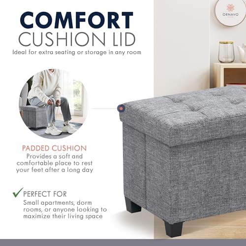 Ornavo Home Small Rectangle Storage Ottoman - Image 7
