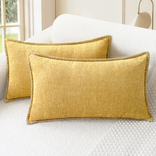 CaliTime Decorative Couch Throw Pillow Covers 20 X 12 Inches Gold by CaliTime